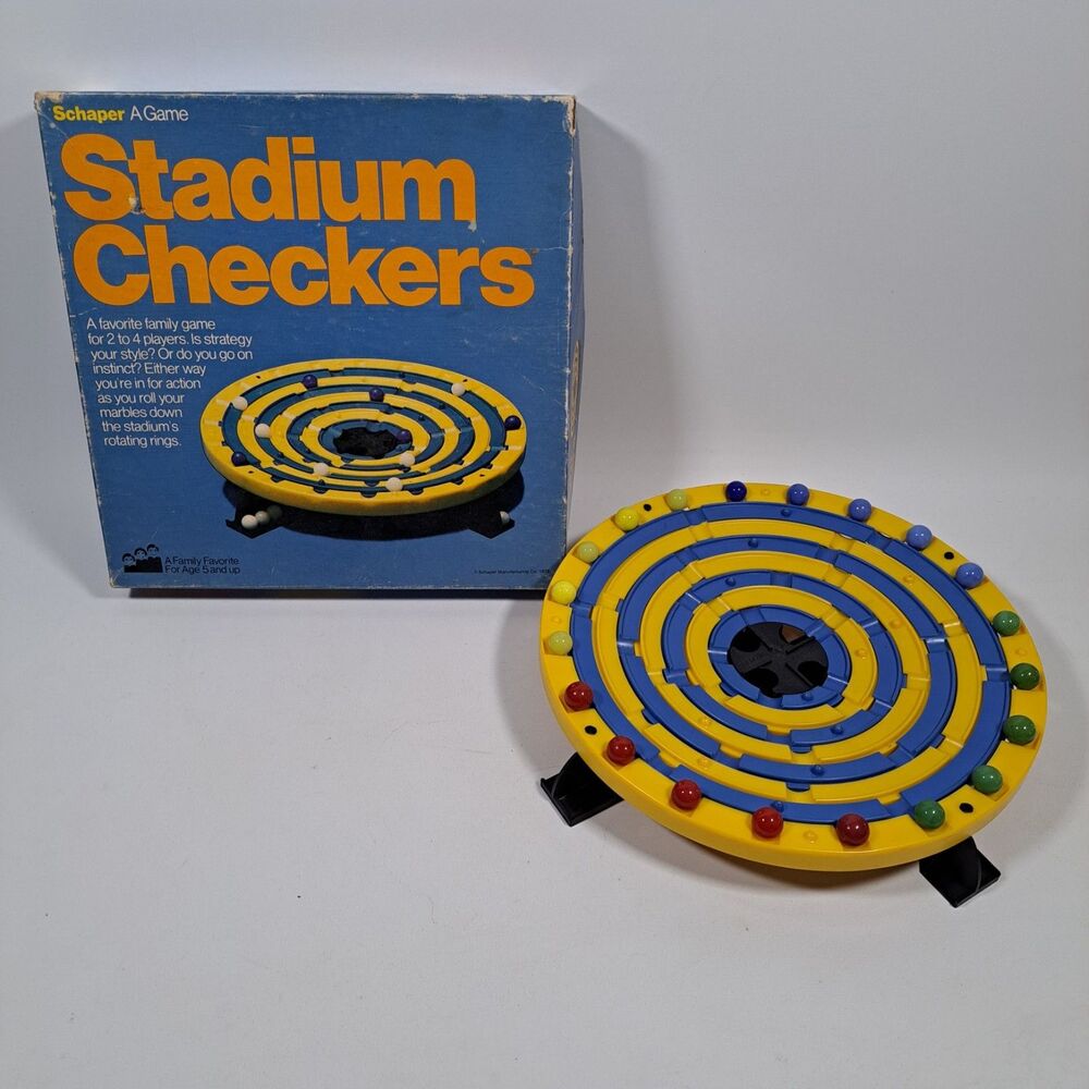 Stadium Checkers (1976 Ed) W. H. Schaper Board Game Great Condition